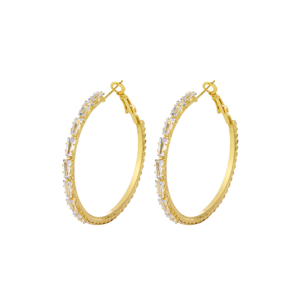 Wholesale Copper Zircon Exaggerated Large Earrings